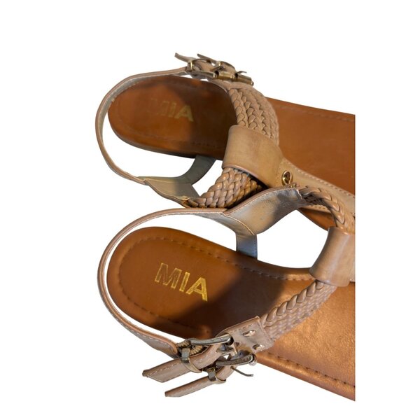 MIA Ivelise Women's 7.5 Tan Braided Thong Sandals with Double Buckle Strap - Picture 10 of 11